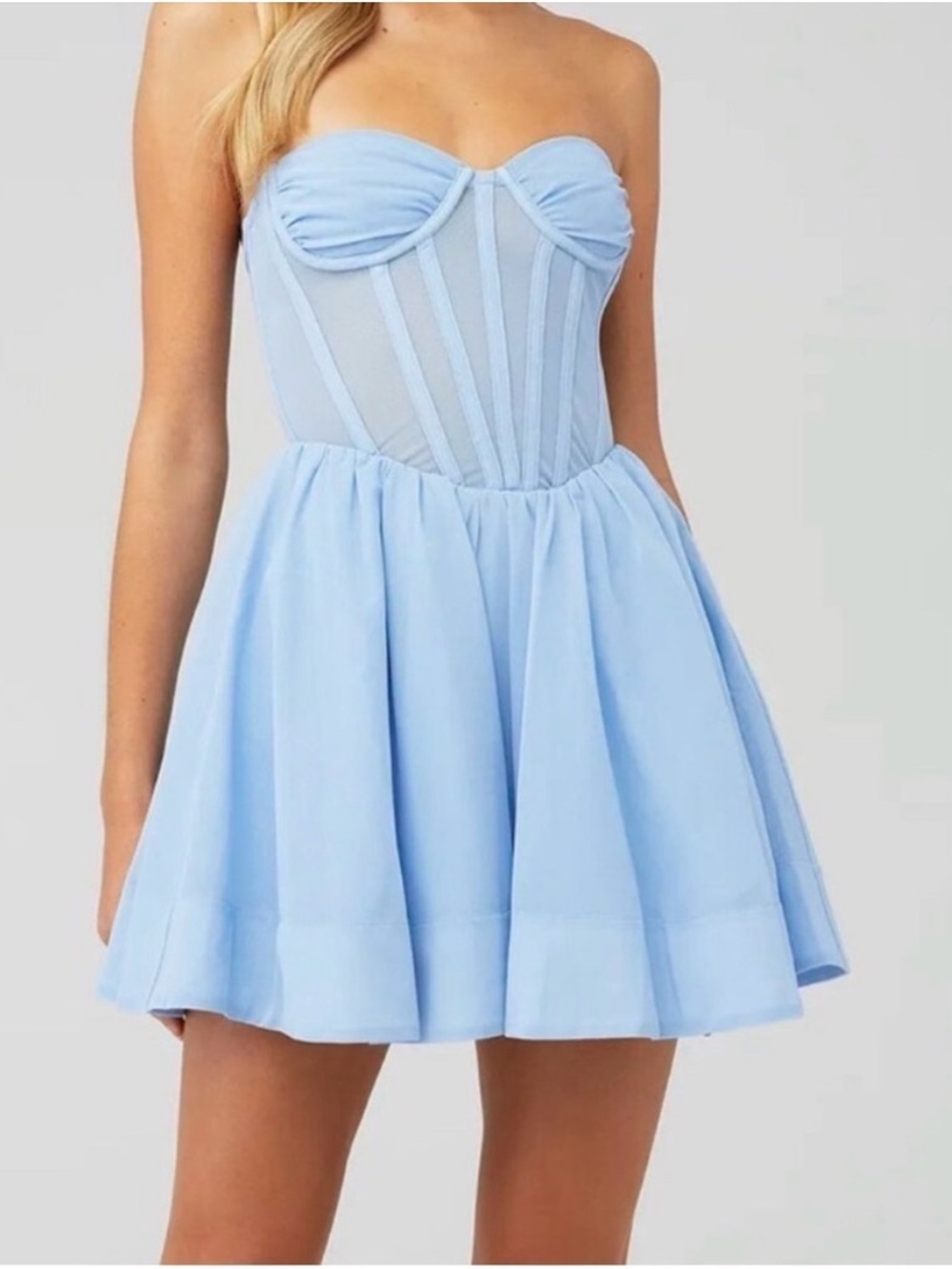 BARDOT Strapless Blue Corset Dress Size Small